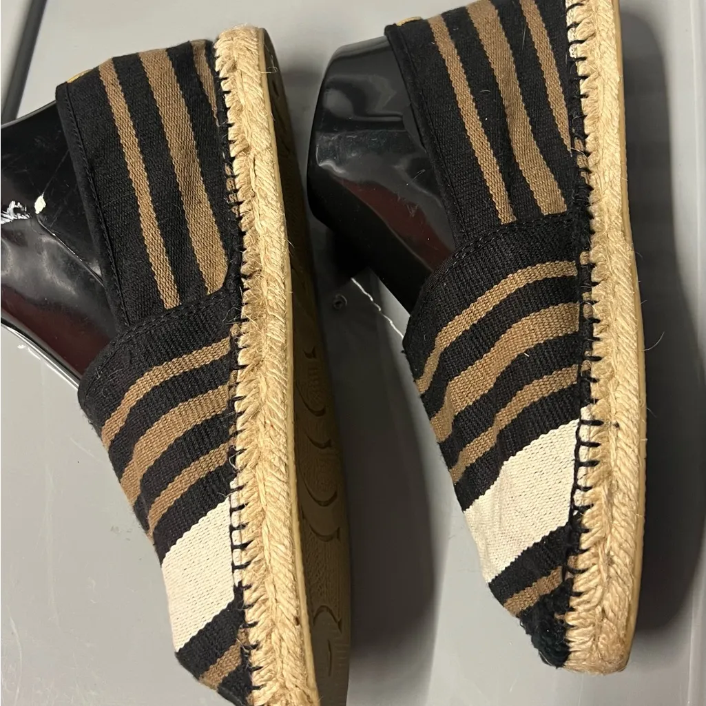 3 x $50 Elegant Striped Espadrilles in Black and Brown Toni Pons Size 9 - Image 2