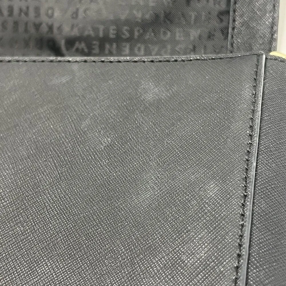 Kate Spade Crossbody Bag Black Purse Gold Chain Detail Snap Cow Hide Leather - Image 12