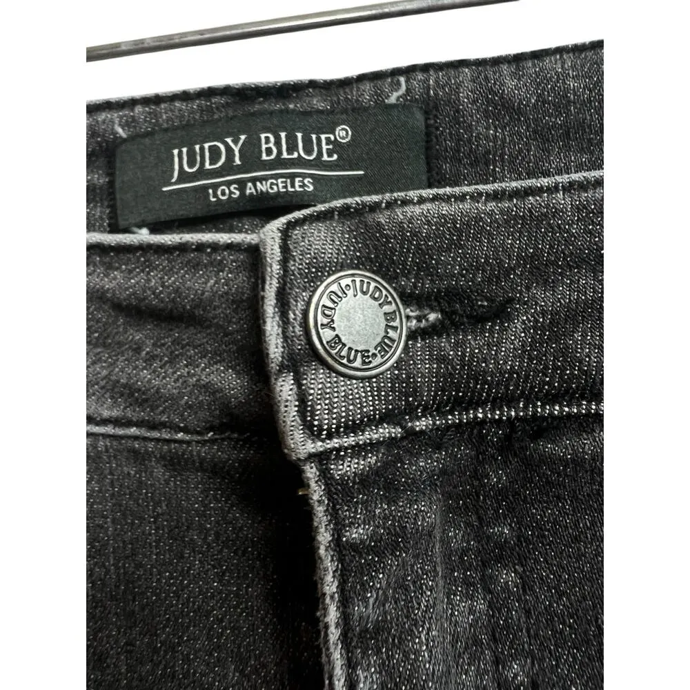 Judy Blue Jeans Boyfriend Fit Blackish Gray Midrise Tapered Stretch 11/30 - Image 3