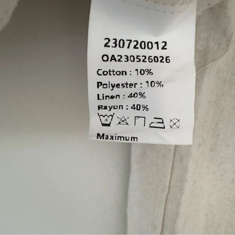 Commense Linen Blend Button Down Collared Long Sleeve Crop Top Collared Beige XS Tan - Image 5