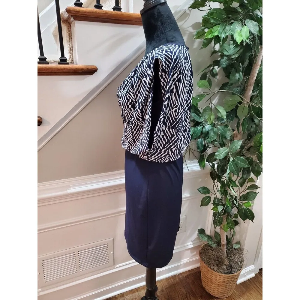 Valerie Bertinelli Women Blue Polyester Cowl Neck Sleeveless Knee Length Dress 6 - Image 7