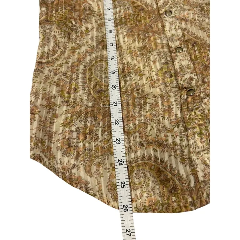 ARIAT Women's Western Shirt SMALL Paisley Stripe Pearl Snap Long Sleeve Cowgirl - Image 6