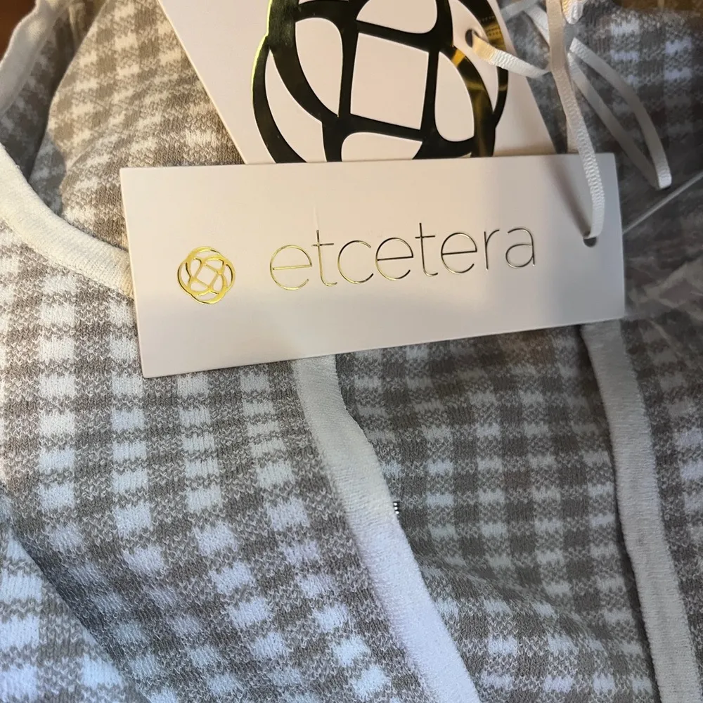 NWT ETCETERA Brown & White Checkered Blazer Jacket Size L – Stylish Career Layer - Image 3