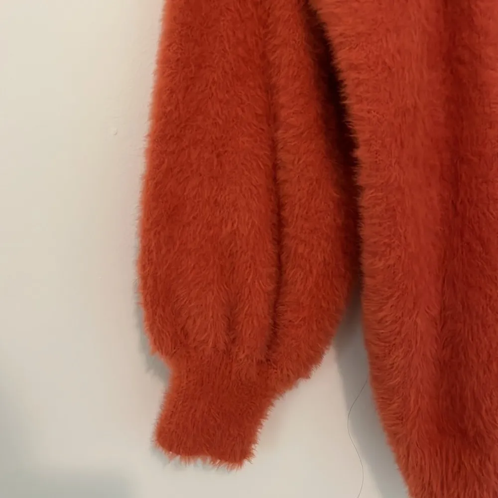 Moon River Orange Red Eyelash Cardigan Sweater - Image 5