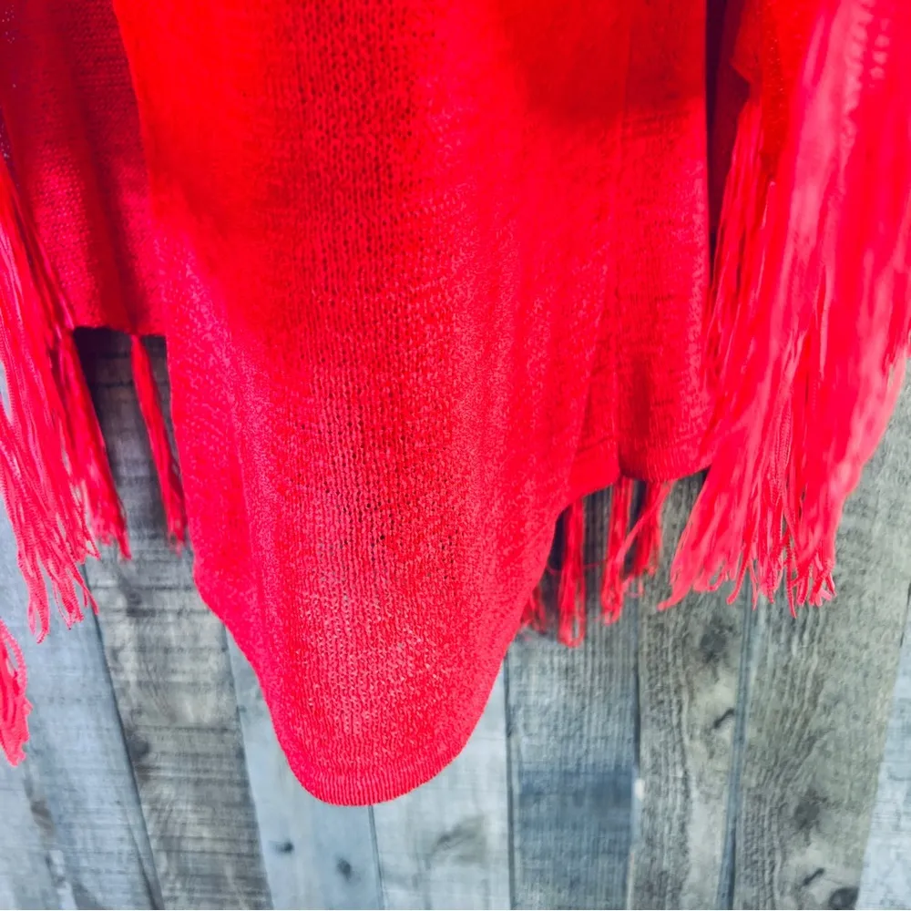 Kokomo Unltd Size S/M Knit Sweater Cape/Top Combo with Fringe Dark Peach… - Image 4