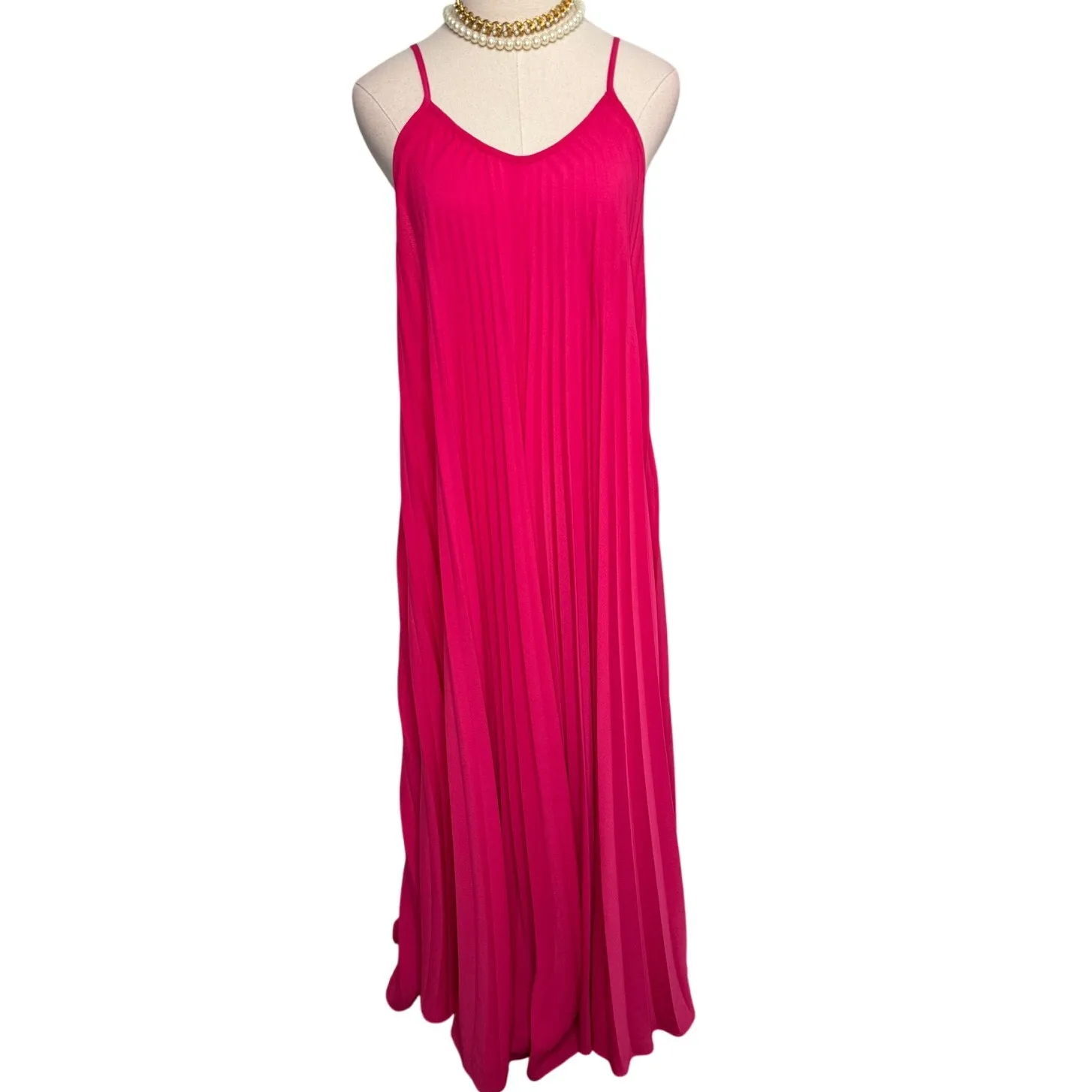 Adriana Degreas Le Fleur Oversized Pleated Crepe Jumpsuit hot pink size small S - Image 2