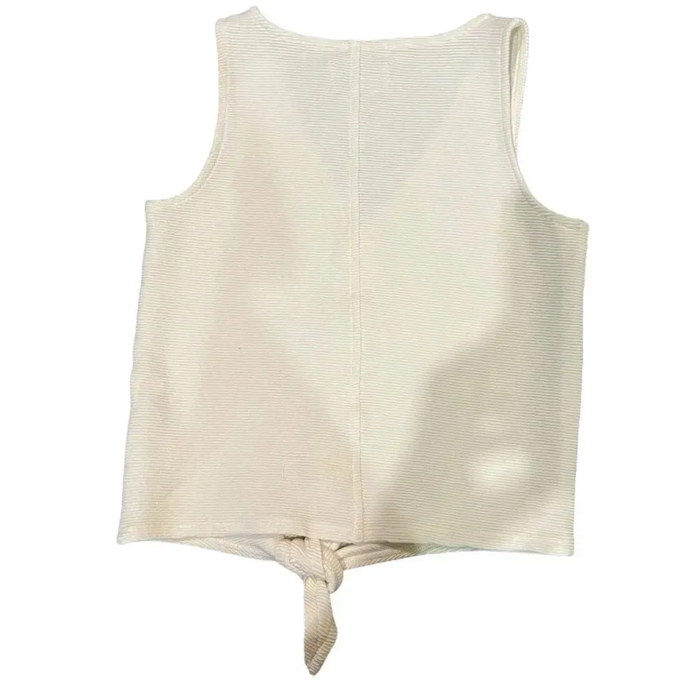 Madewell Cream‎ Texture & Thread Tie Front Tank Top Size XXS - Image 4