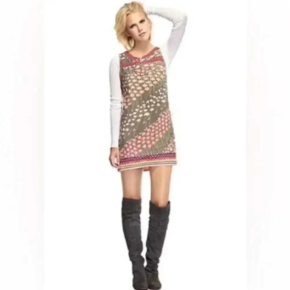 Free People Pretty Young Thing Patchwork Shift Lined Dress Size 4 - Image 10