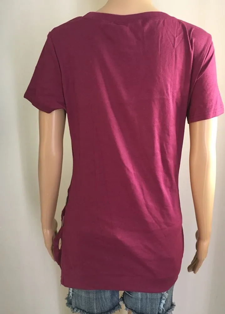 Maroon Button Shirt Red - Image 3