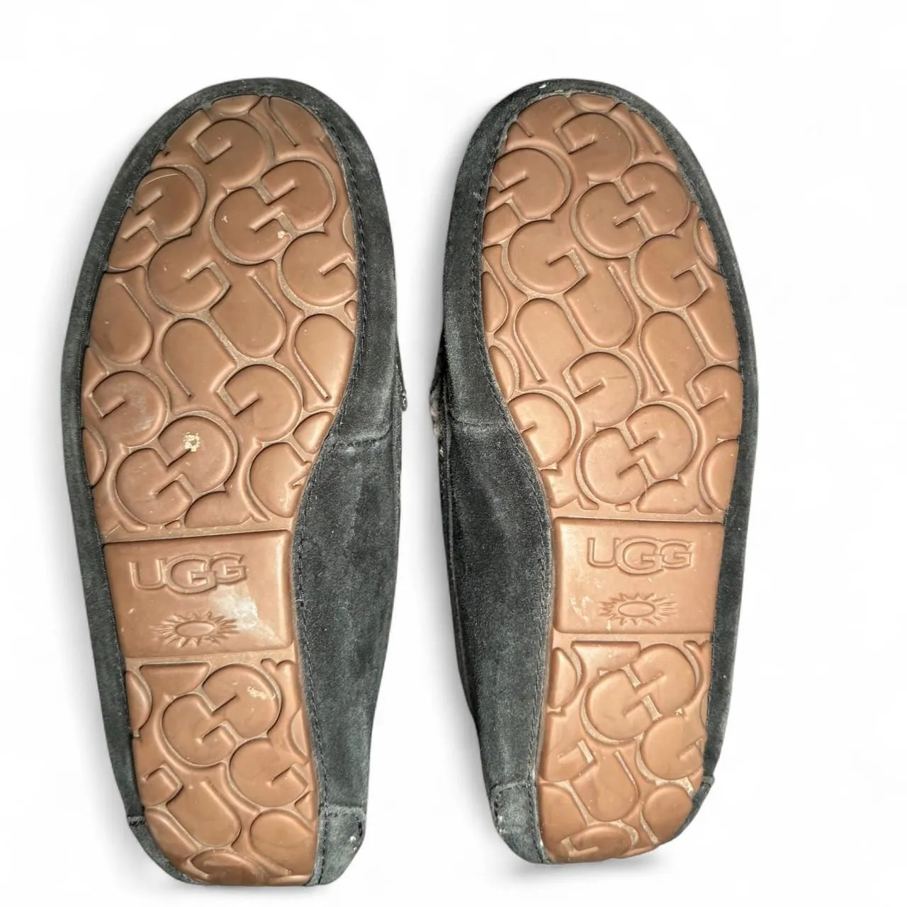 UGG Women’s Suede Shearling Slippers Gray Size 7 Moccasin Indoor Outdoor 1106878 - Image 6