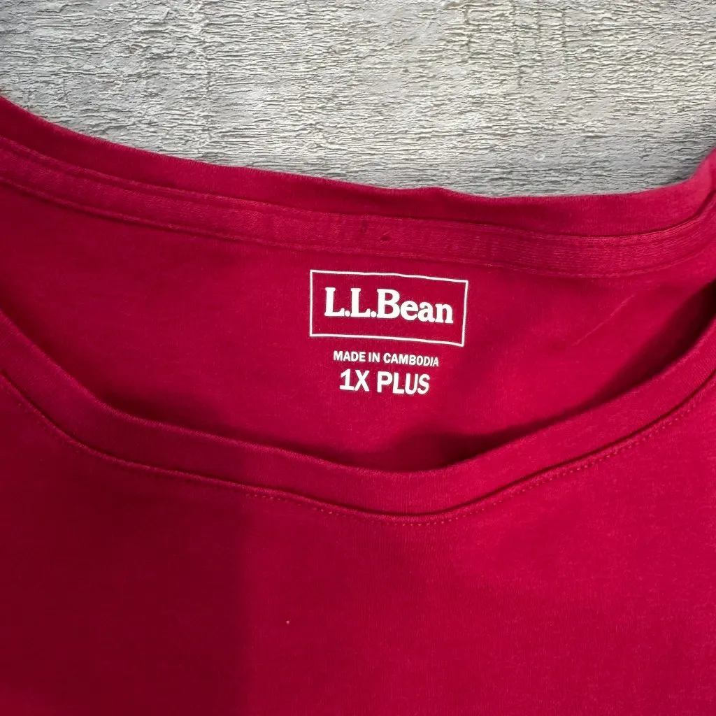 L L Bean dark red short sleeve tee womens 1X plus size O10 - Image 2
