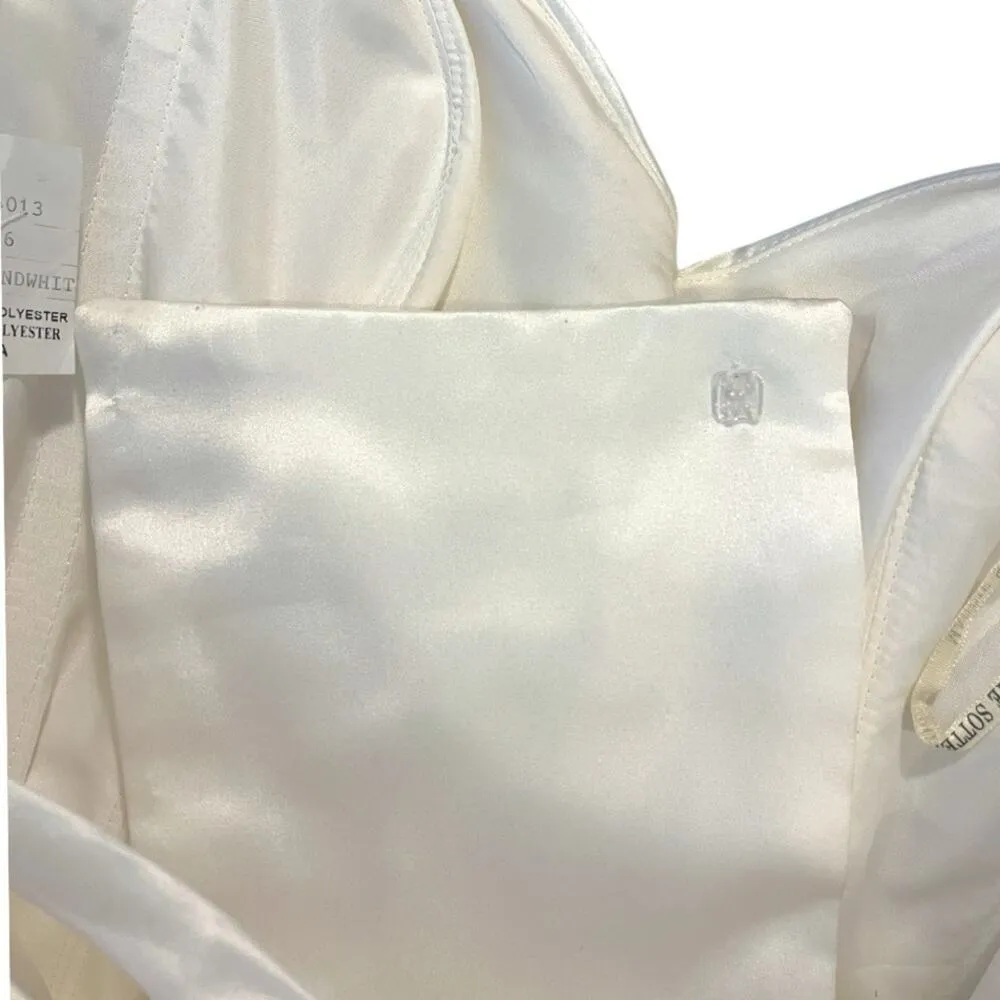 Maggie Sottero New Wedding Gown Hi Low Satin Rhinestone Diamond White Size 6 - Image 10