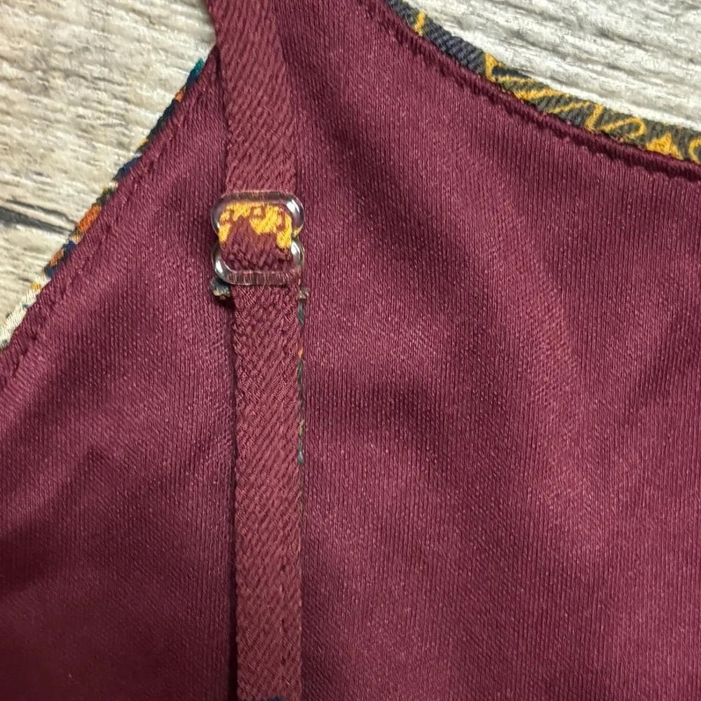 WESTERN BURGUNDY SPAGHETTI STRAP CROPPED ROMPER WITH KEYHOLE BACK & TIE - Image 7