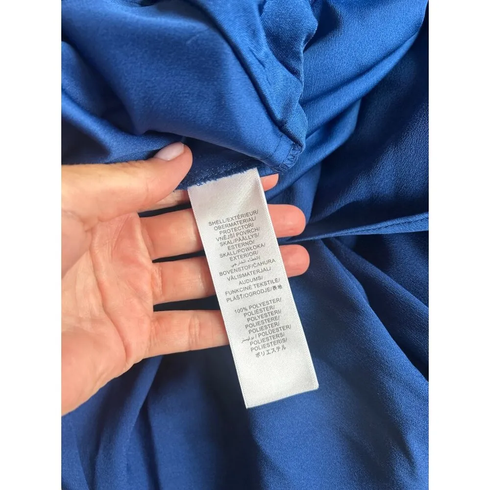 Adrianna Papell Draped One Shoulder Rhinestone Jumpsuit Royal Blue Womens Size 2 - Image 9