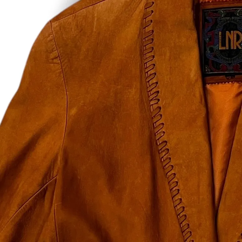 VTG LNR La Nouvelle Renaissance Genuine Leather Jacket Whipstitch Size Large? Brown - Image 6