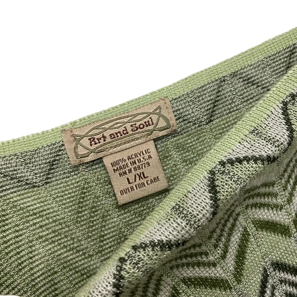 Art & Soul Green Zig Zag Women's Cape Top Size L / XL Multicolor Shawl - Image 4