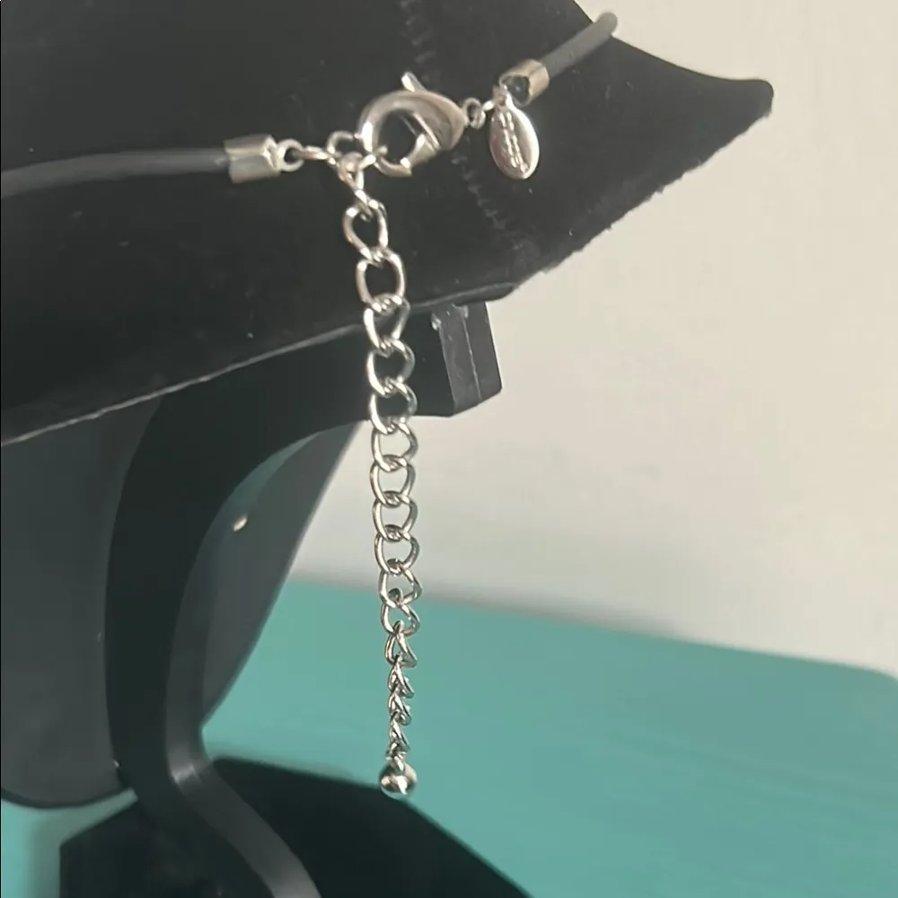 2 Boho Inspired Silver Tone Blue Fringe Geometric Cord Choker Collar Necklaces - Image 6