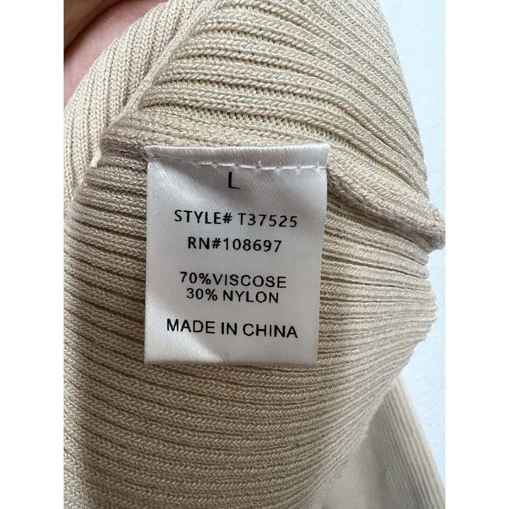 Alice Blue Ribbed Sweater Knit Top Large Tan Jeweled Stitch Fix - Image 3