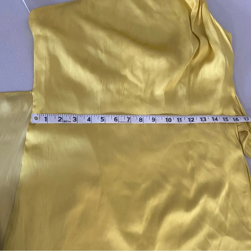 Revolve Lovers + Friends Karen One Shoulder Yellow Satin Bow Mini Dress Medium - Image 7