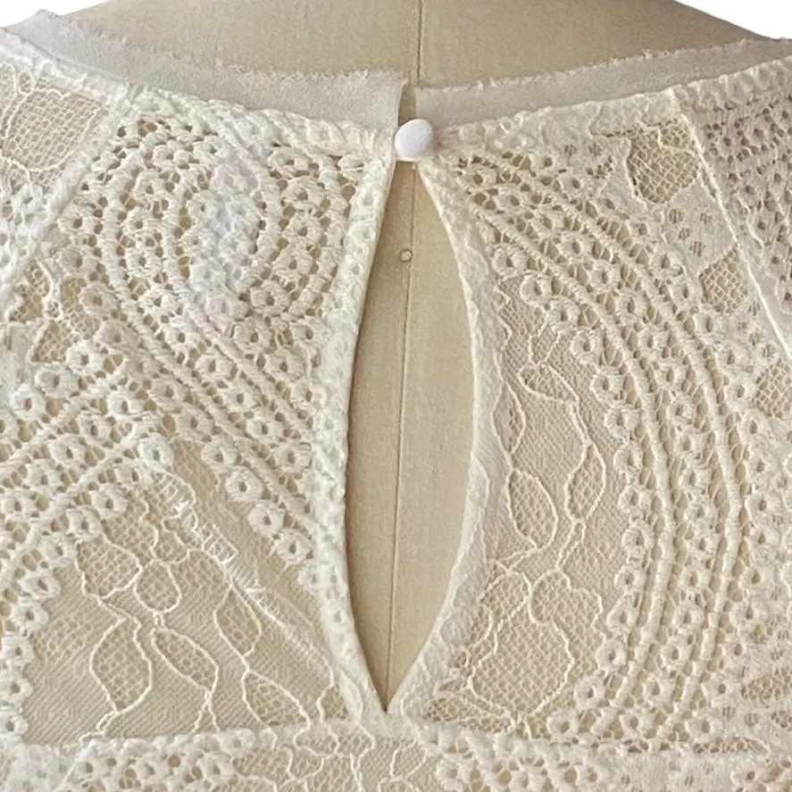 NWT ~ Ivory Lace Boho Raw Edge Crochet Concrete Garden Collection Top ~ LARGE - Image 6