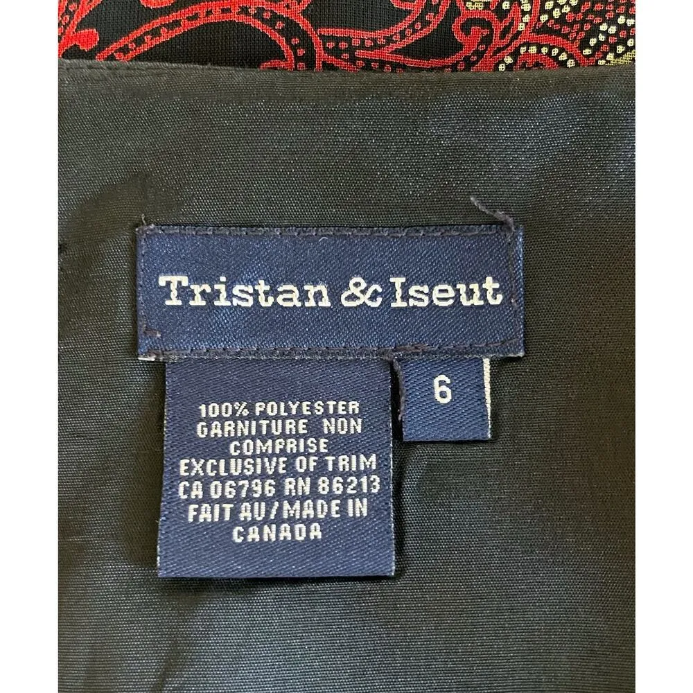 TRISTAN & ISEUT Paisley Floral Print Knee Length Chiffon Canada Black Size 6 EUC - Image 5