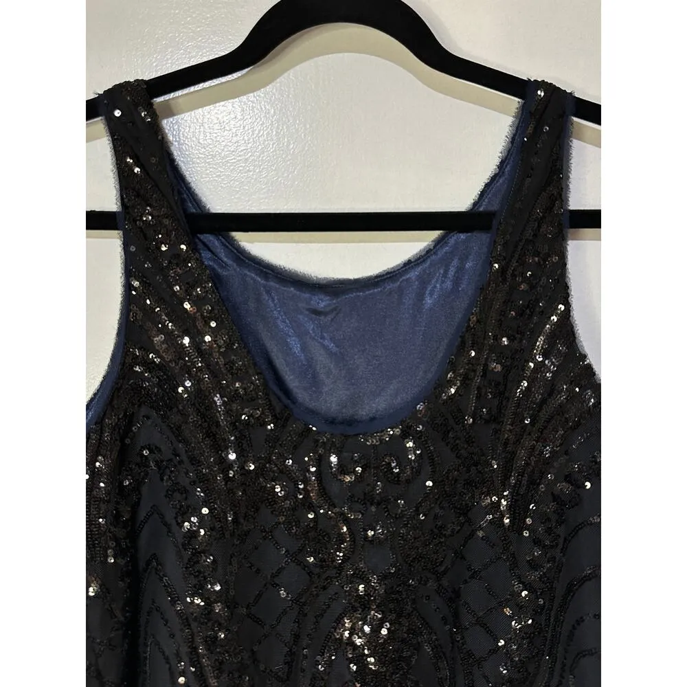 Le Superbe Supremes Cami Tank Size Small NWT Black Deco Sequins Lace Dressy - Image 9