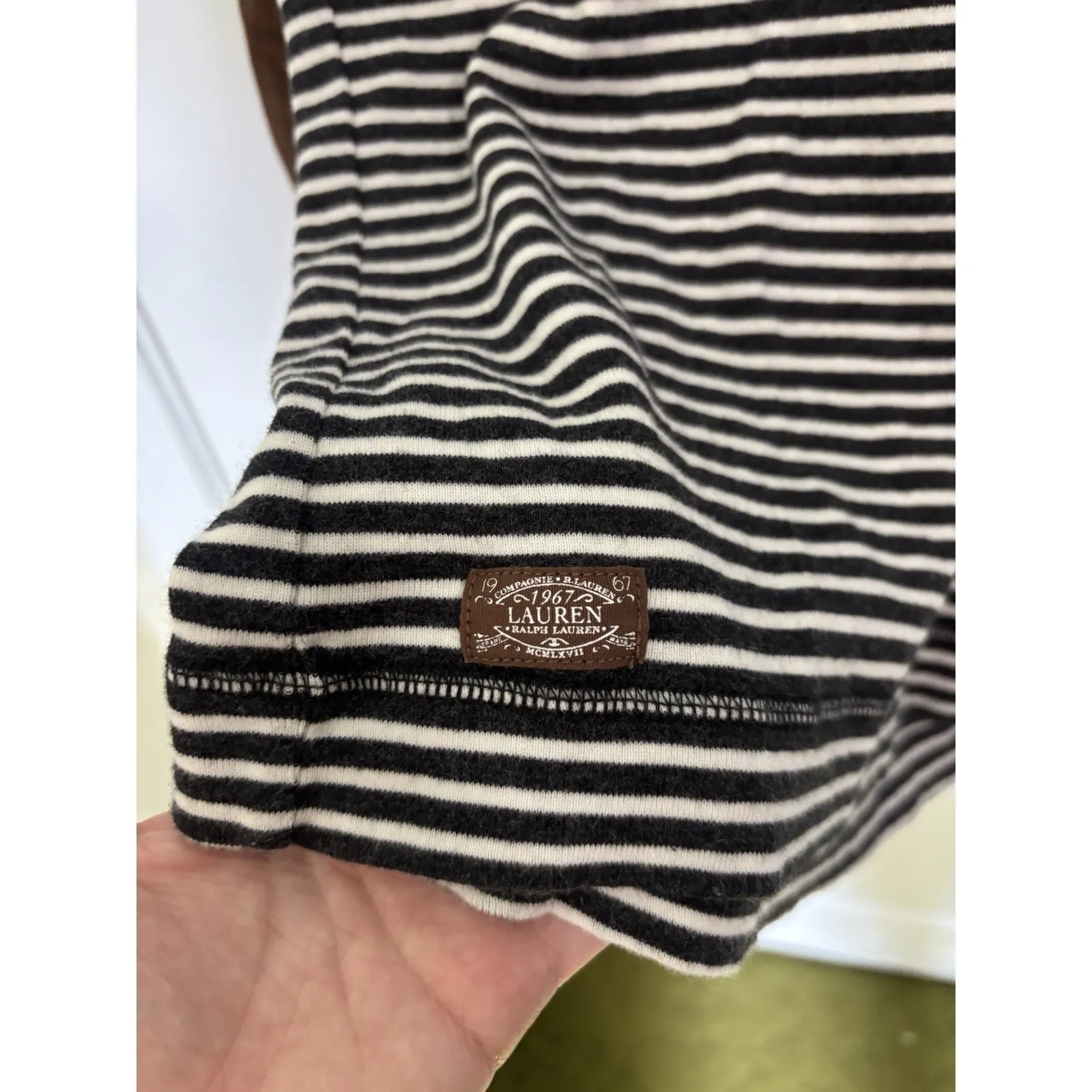 Lauren Ralph Lauren Striped Long Sleeve Size XL Elbow Patches Preppy Old Money - Image 4