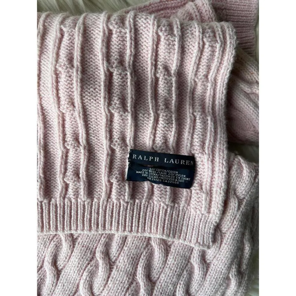 Ralph Lauren Polo Cozy Pink Cable Knit Scarf - Image 6