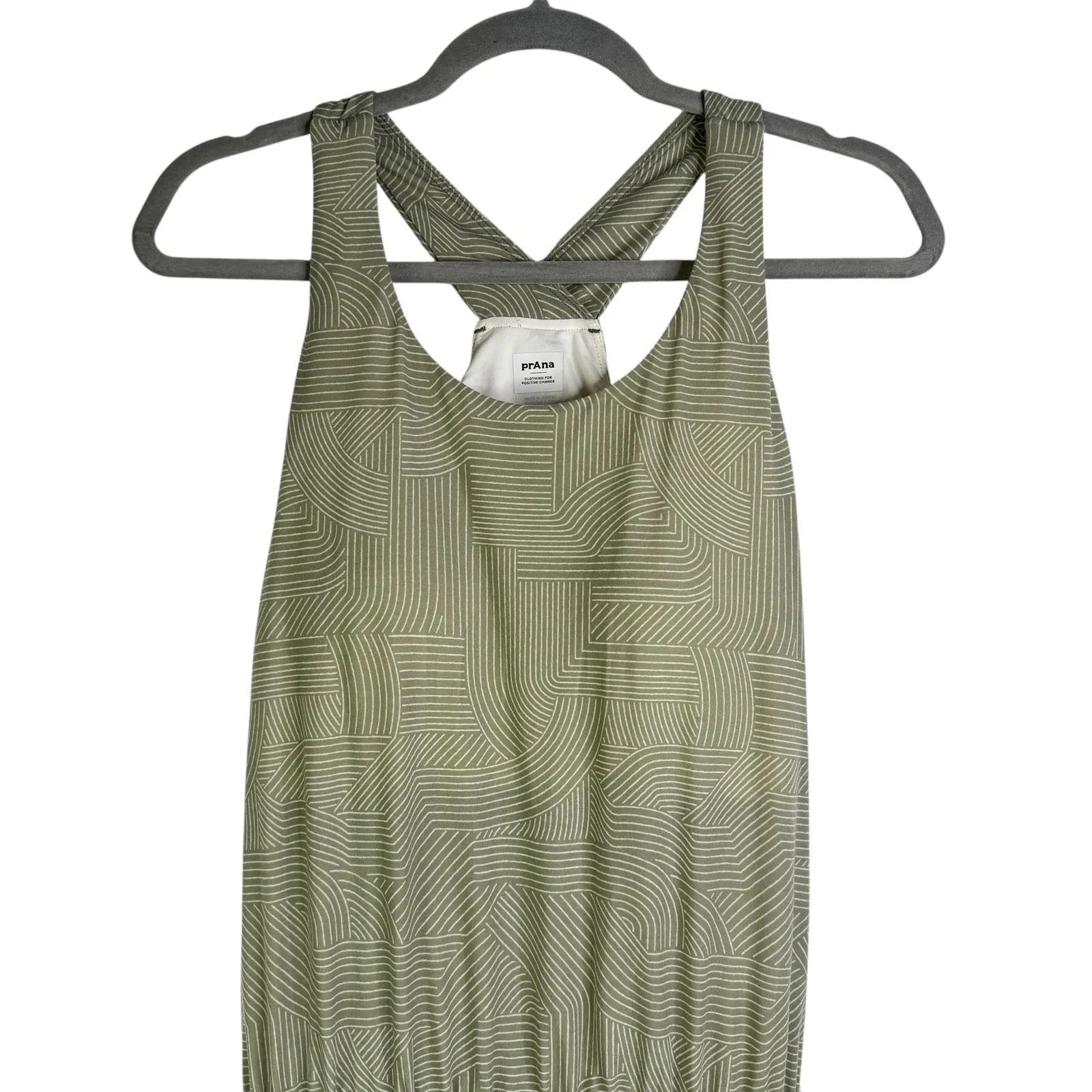 Prana Kamen Dress Green Striped Sleeveless Tank Racerback Stretchy Dress Large L - Image 2