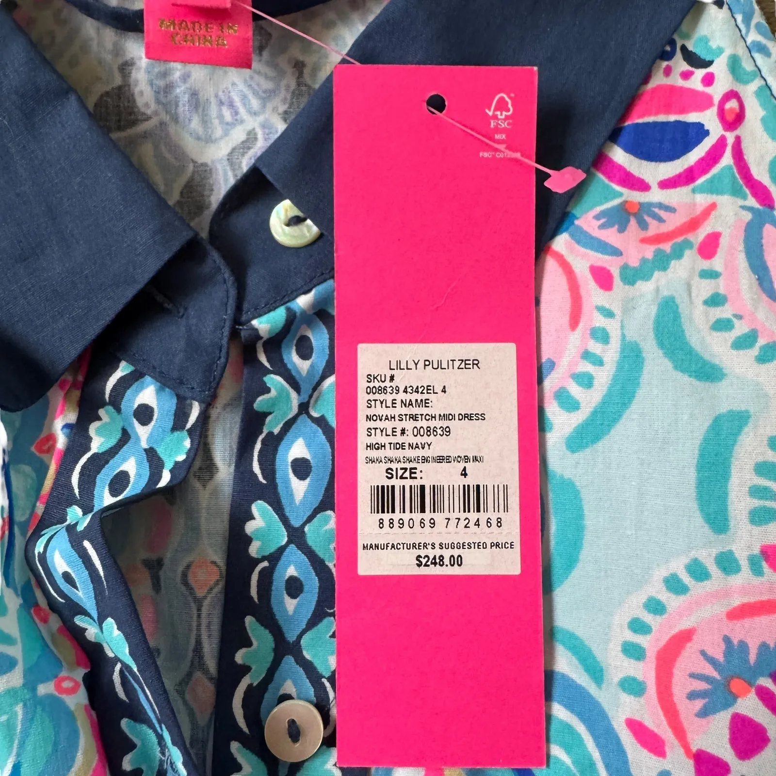 NEW Lilly Pulitzer Novah Stretch Midi Dress Navy Paisley - Image 5