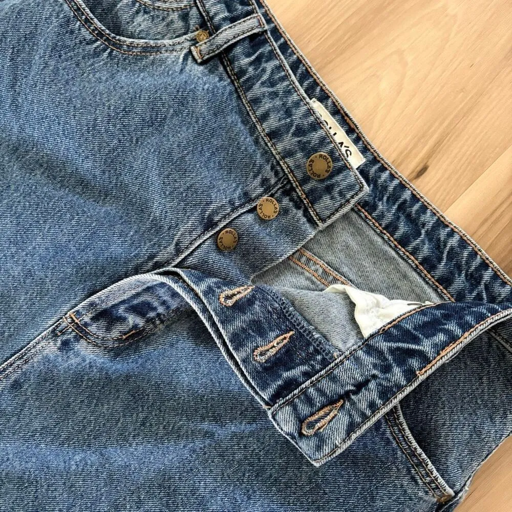 Rolla’s Chicago Skirt Midi Denim Front Slit Button Fly size 30 Blue - Image 7