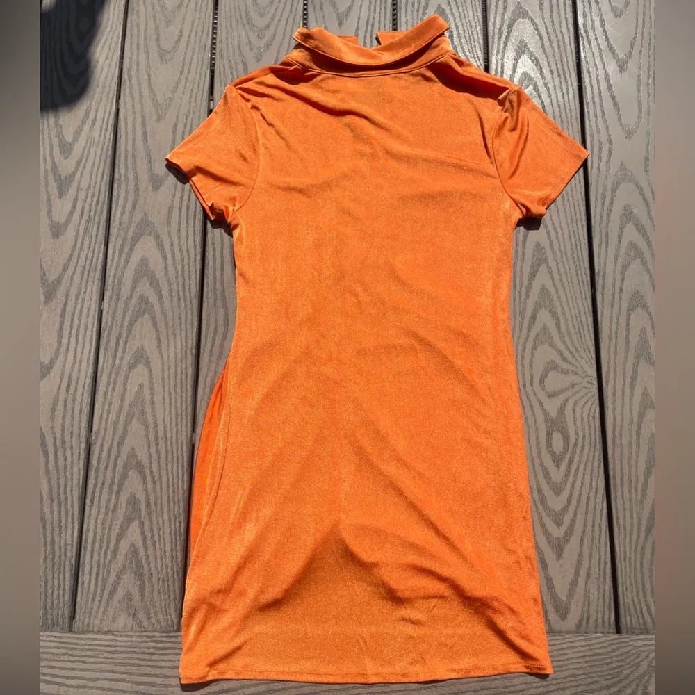 Wild Fable Size Large Orange Collared Runched Bodycon fitted mini dress - Image 4