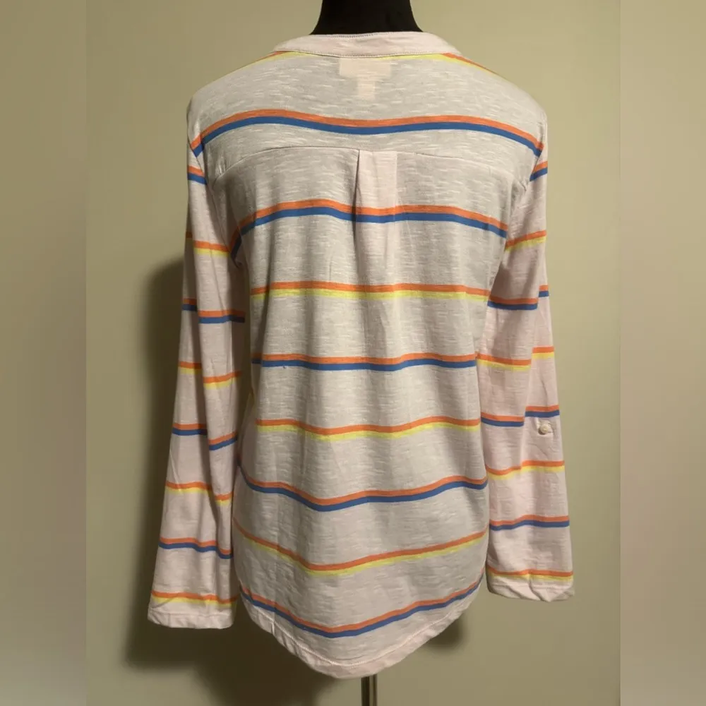 NWT Style & Co Pink Multicolor Striped Long-sleeve Top size medium - Image 3