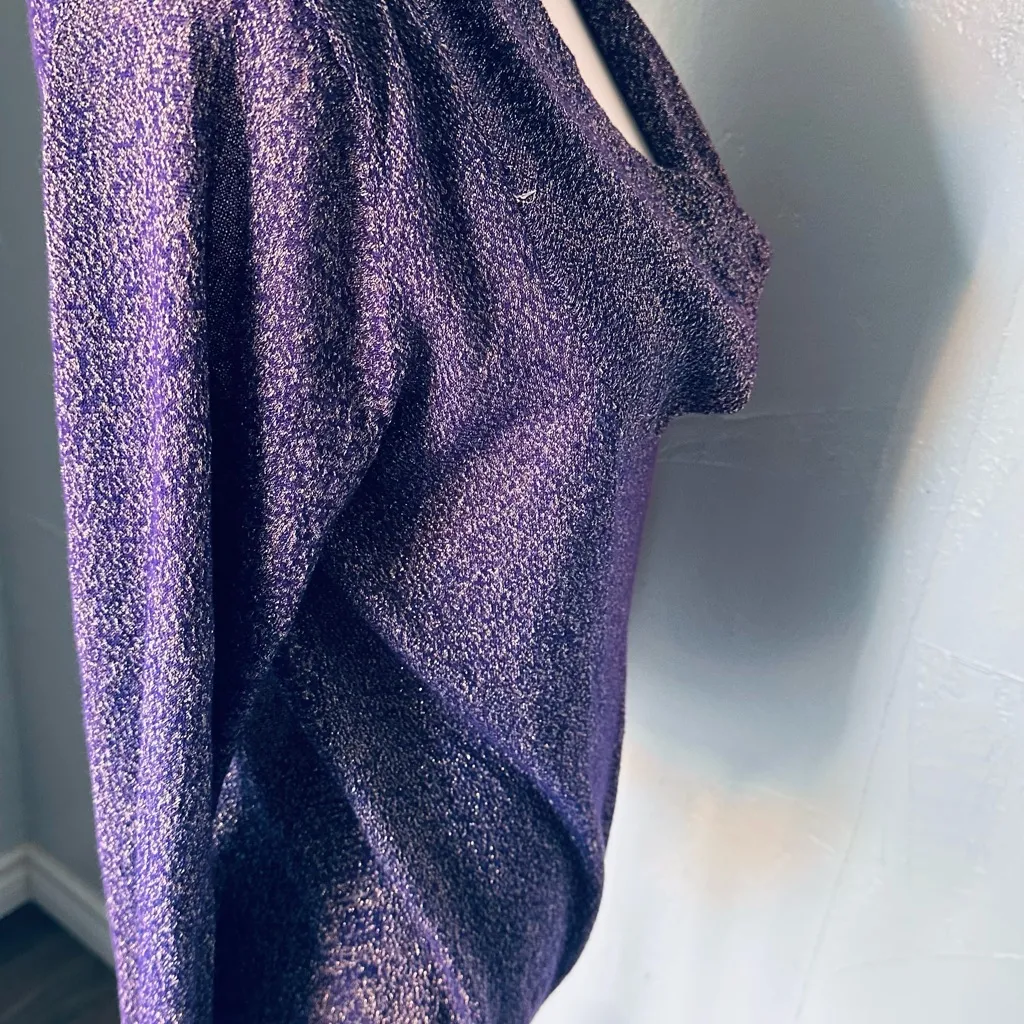 Dana Buchman Purple Blouse with Cozy Knit Texture - Image 5