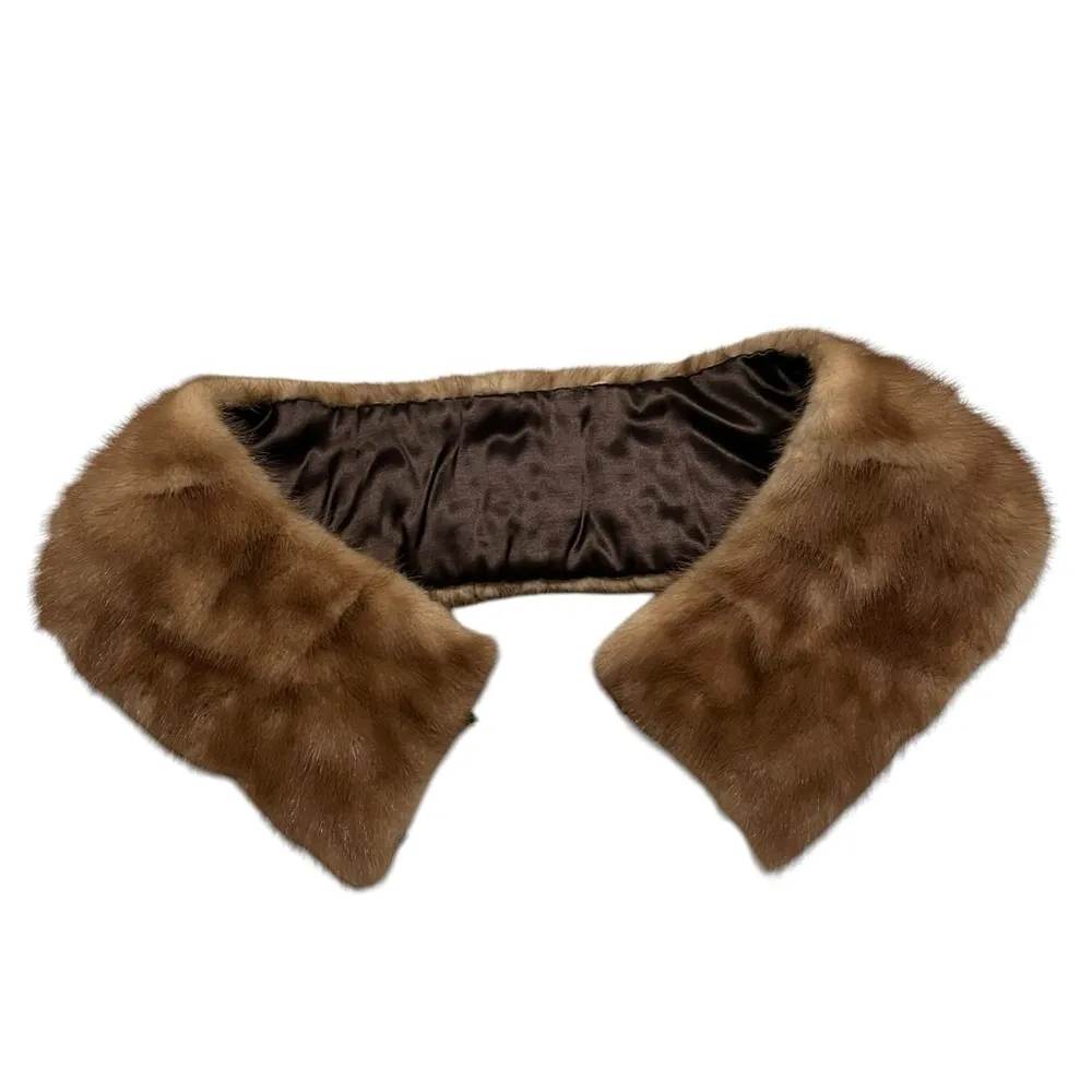 Vintage 50’s Brown Mink Fur Collar Mobwife Real Minx - Image 4