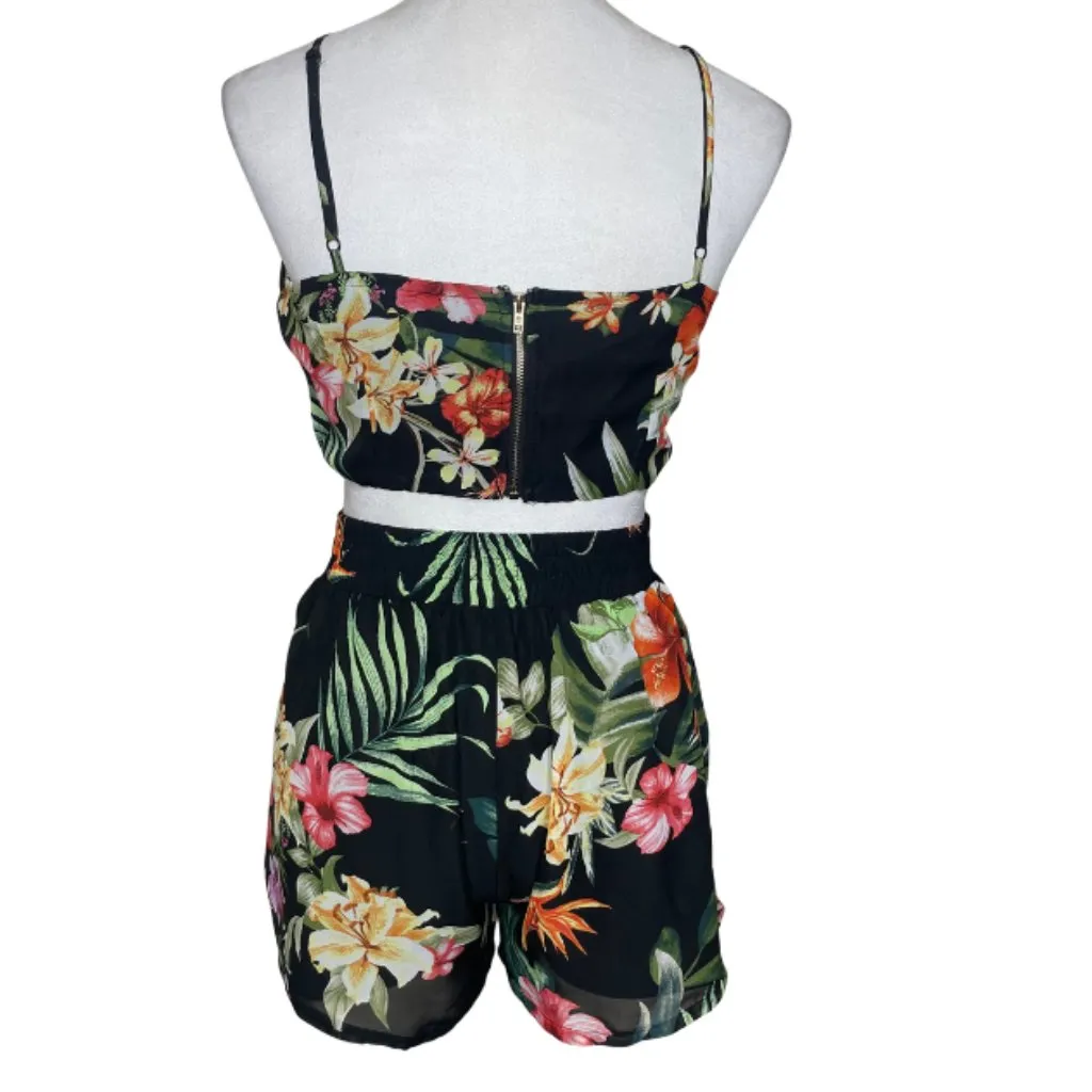 Miss Avenue Women's Black Floral Colorful Print 2 Piece Short Set Size Med - Image 3