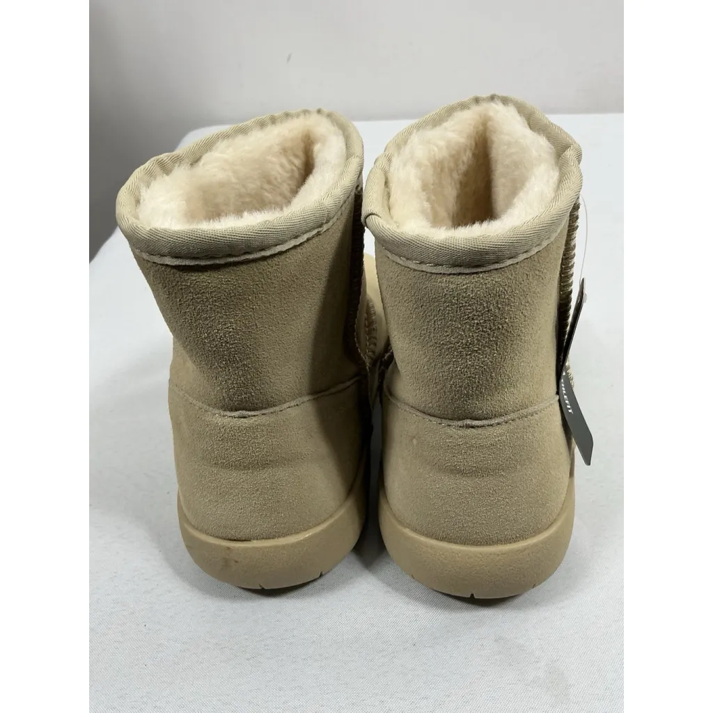 Womans Athlefit Pullon Lined Ankle Boots Size 8.5 Beige Round Toe NWT Tan - Image 5