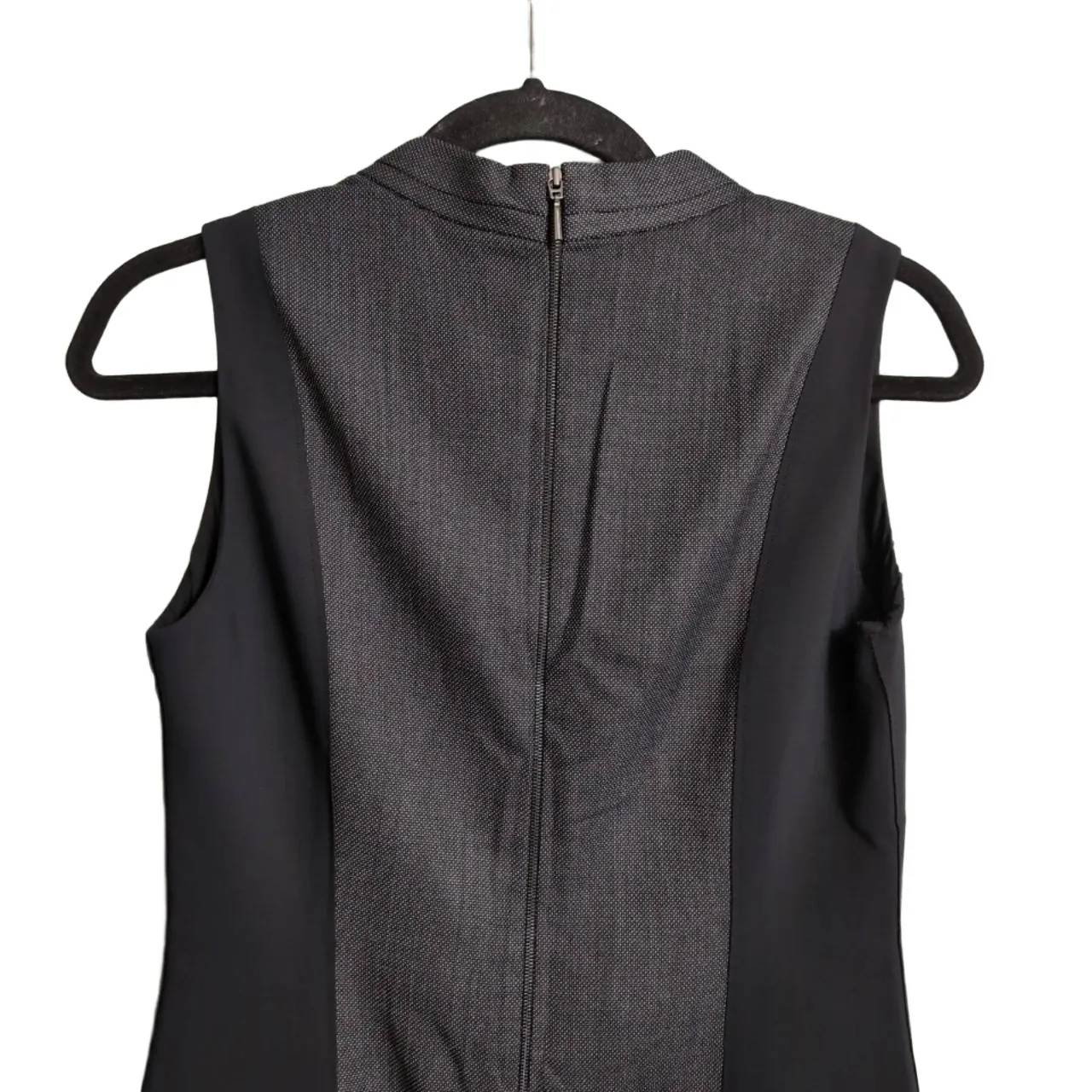 Elie Tahari Black Grey V-Neck Colorblock Sleeveless Dress US 4 - Image 6