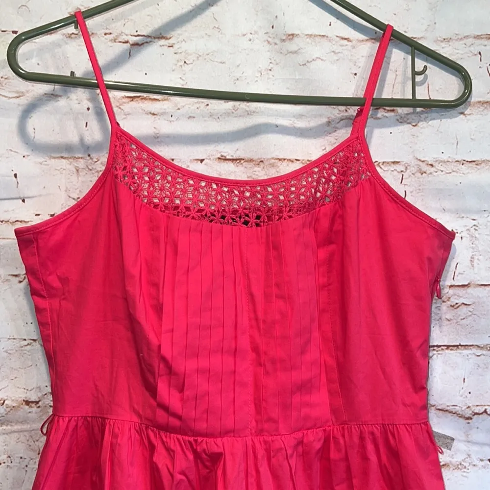 Tommy Hilfiger sundress 4 pink thin straps scoop neck lined pleated side zipper - Image 2