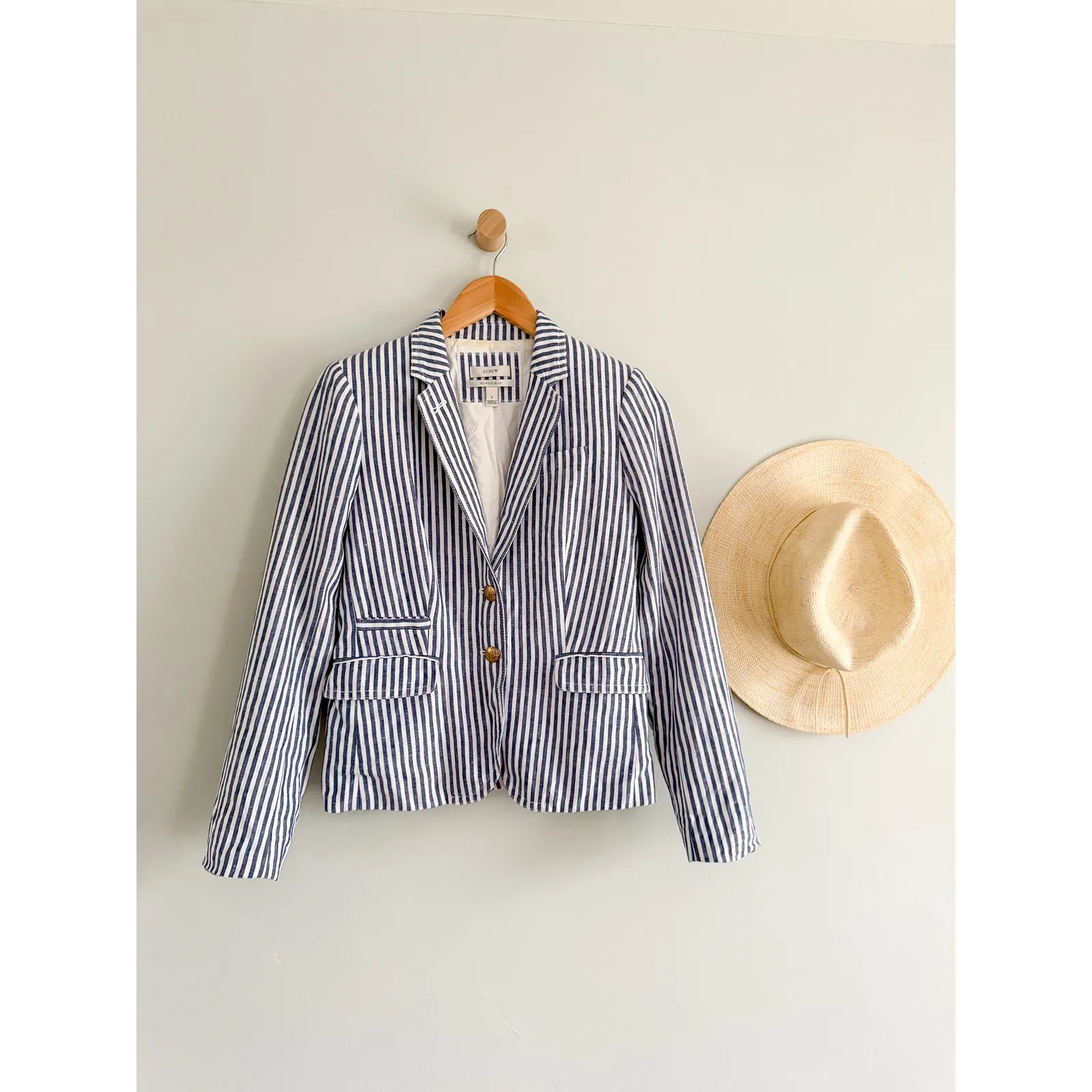 J.Crew | Schoolboy Blazer Blue White Stripe | Sz 2 - Image 2