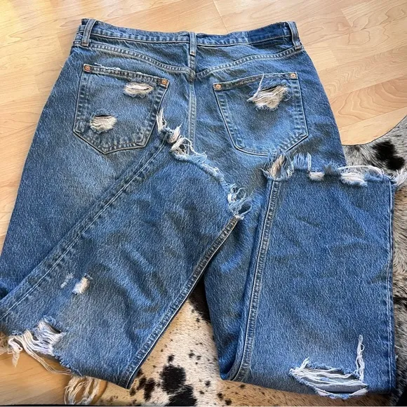 WE THE FREE Free People Distressed Straight Leg Cut‎ Off Jeans Size 32 - Image 9