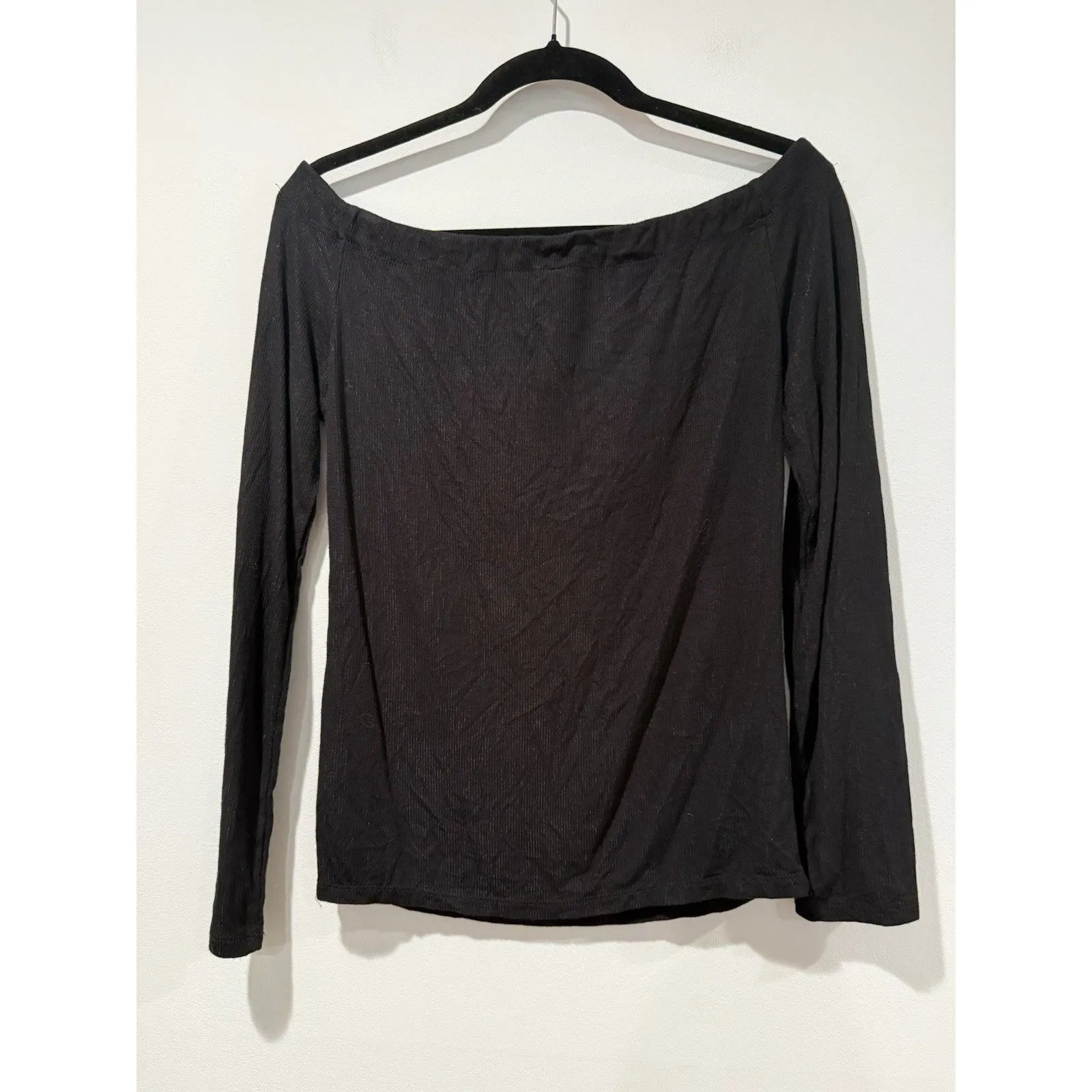 Z Supply Top Womens Large Black Scoop Neck Ribbed Minimalist Travel Quiet Luxury - Image 2