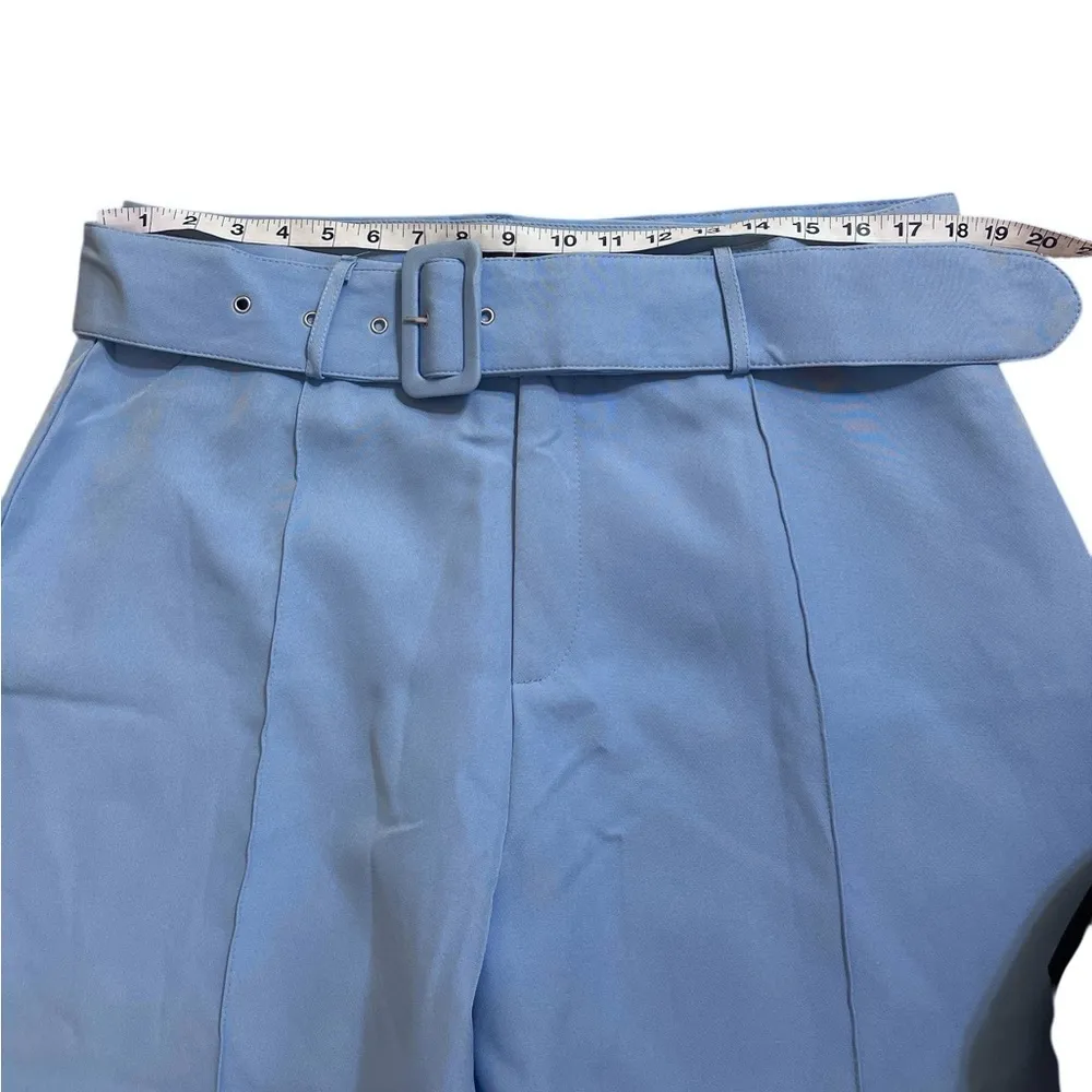 Missguided  Blue Tailored Belted Cigarette Trousers - Image 2