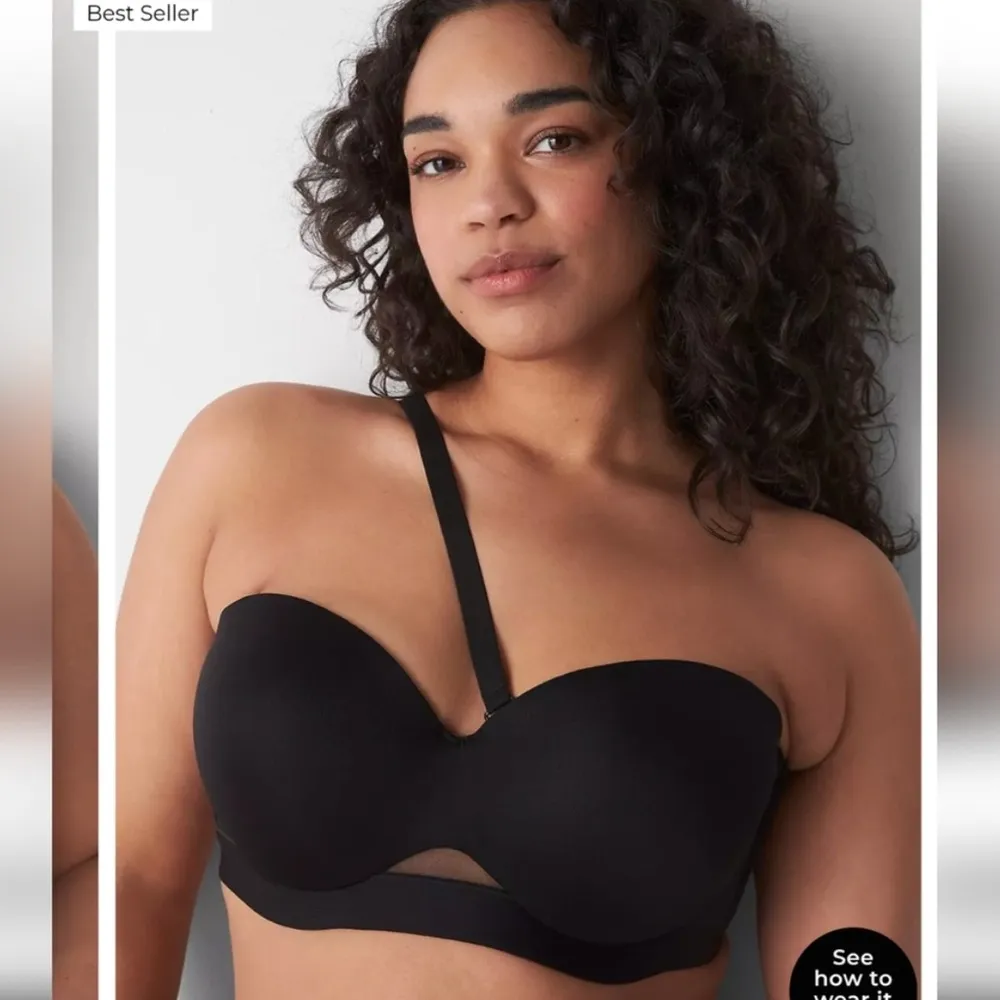 Cacique Comfort Bliss Lightly Lined Strapless Bra (44C Black) Multi-Way - Image 4