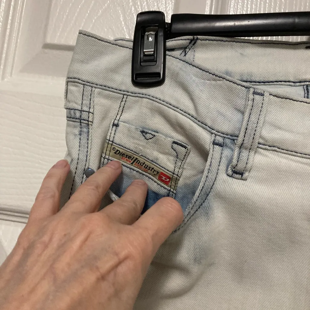 Diesel Y2K Women's Acid White Wash Livy Stretch Distressed Skinny Denim Jeans - Image 6