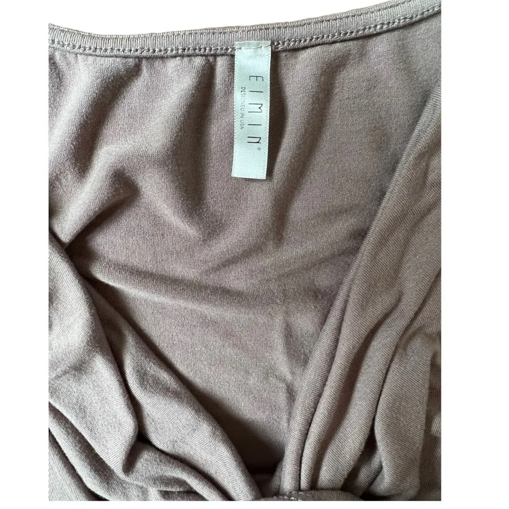 Eimin Draped Cowl Neck Sleeveless Jersey Stretch Taupe Blouse 2XL Tan Size 2X - Image 9