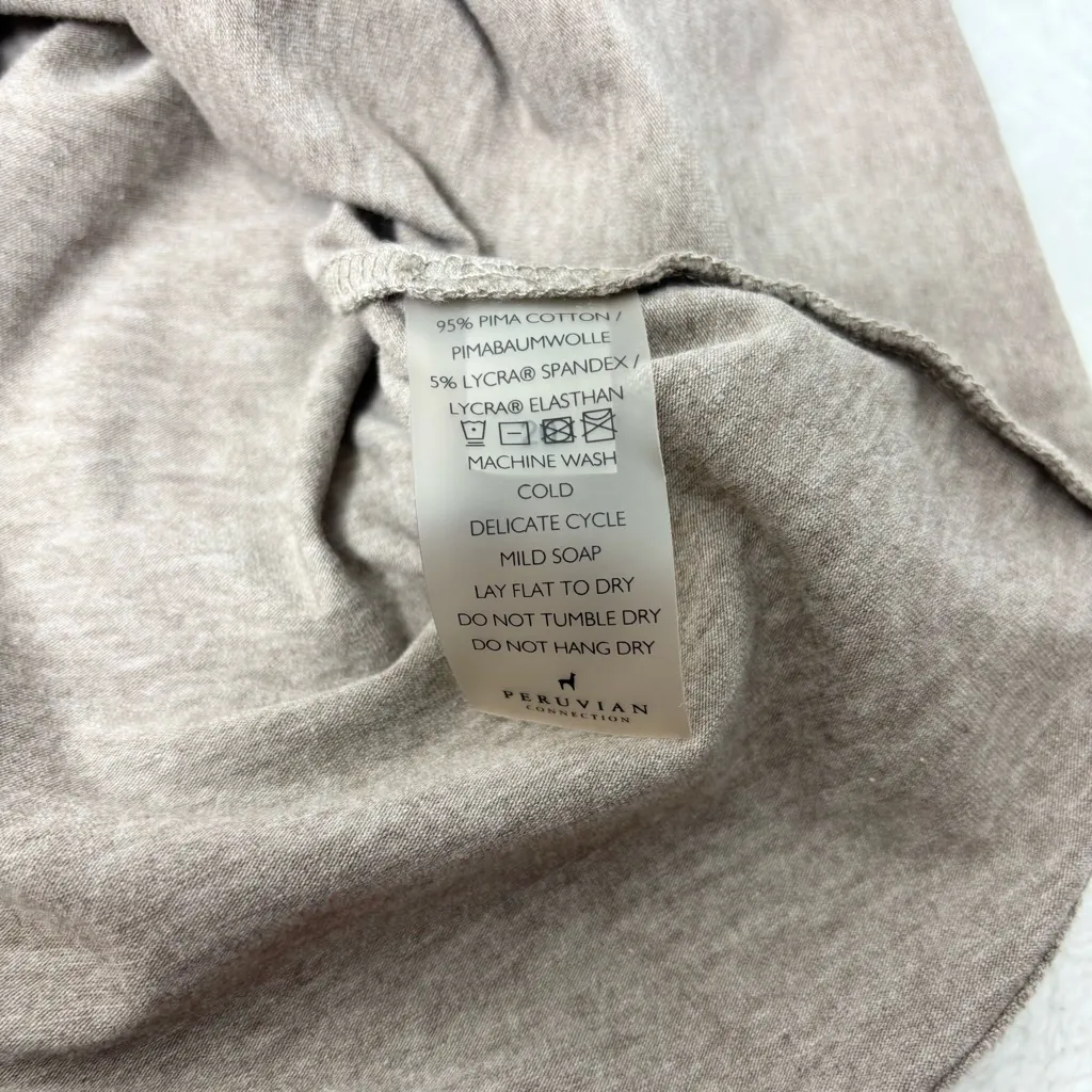 Peruvian Connection Taupe‎ Long Sleeve Tees Size L - Image 7