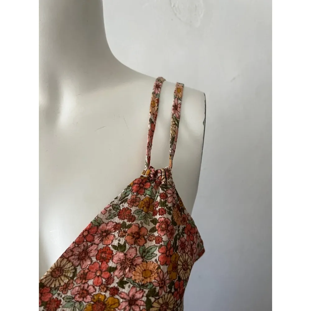 NWT Wild fable double strap sleeveless orange rustic country cotton Floral Dress - Image 2