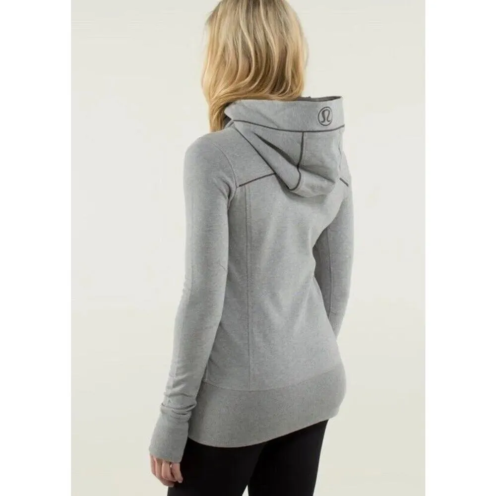 LULULEMON LIVE SIMPLY HOODIE HOODY JACKET II HEATHERED MEDIUM GREY SIZE 4 - Image 3