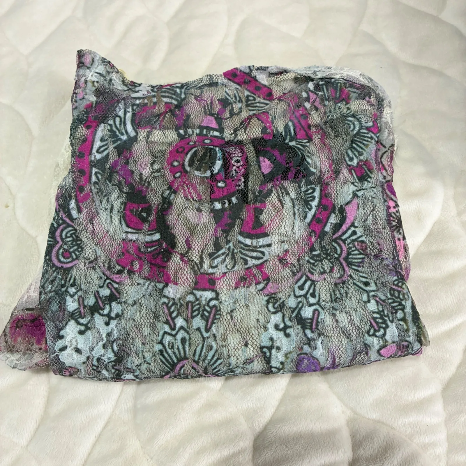 Weavers Floral Lace Cami Tank Top Womens Sleeveless‎ Layering Top Y2K Retro Boho Tan Size L - Image 5